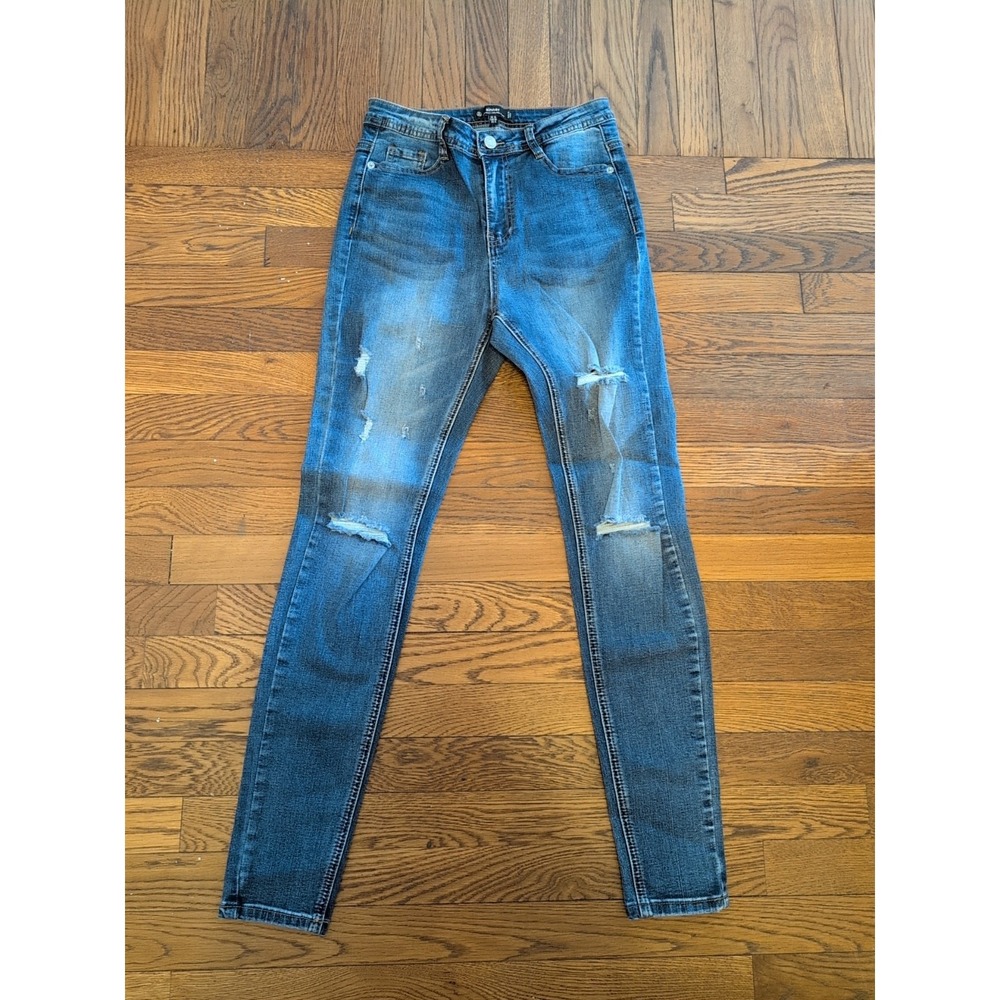Missguided Sinner High Waist Authentic‎ Skinny Distressed Jeans Blue Womens 6